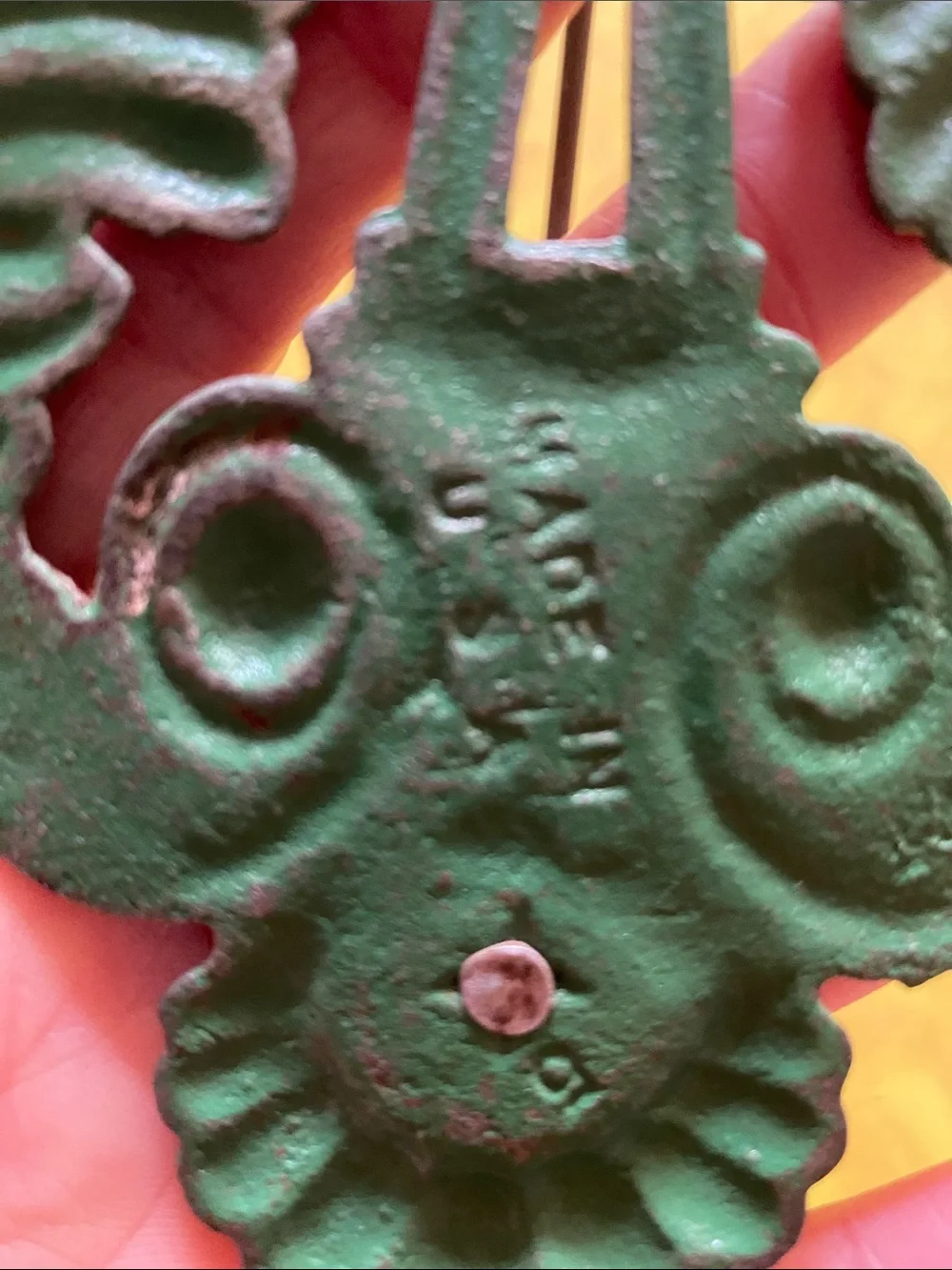 American Vintage Green Cast Iron Ornate Wall Hook